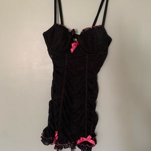 Victoria’s Secret black mesh and lace lingerie.